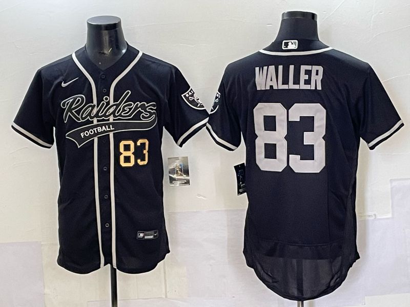 Men 2025 Oakland Raiders 83 Waller black Joint Name Nike Elite NFL Jersey style 05